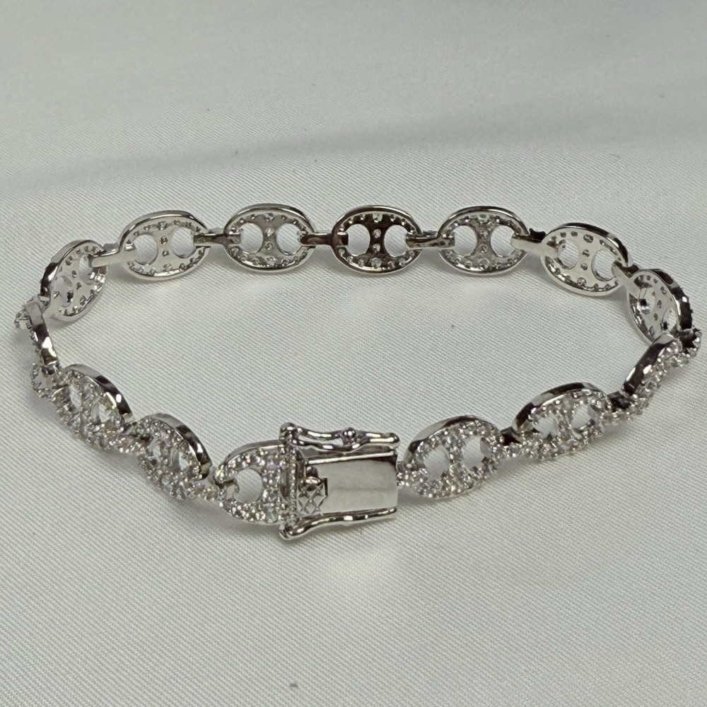Iced Out, Bean Bracelet Silver Color Great Bracelet